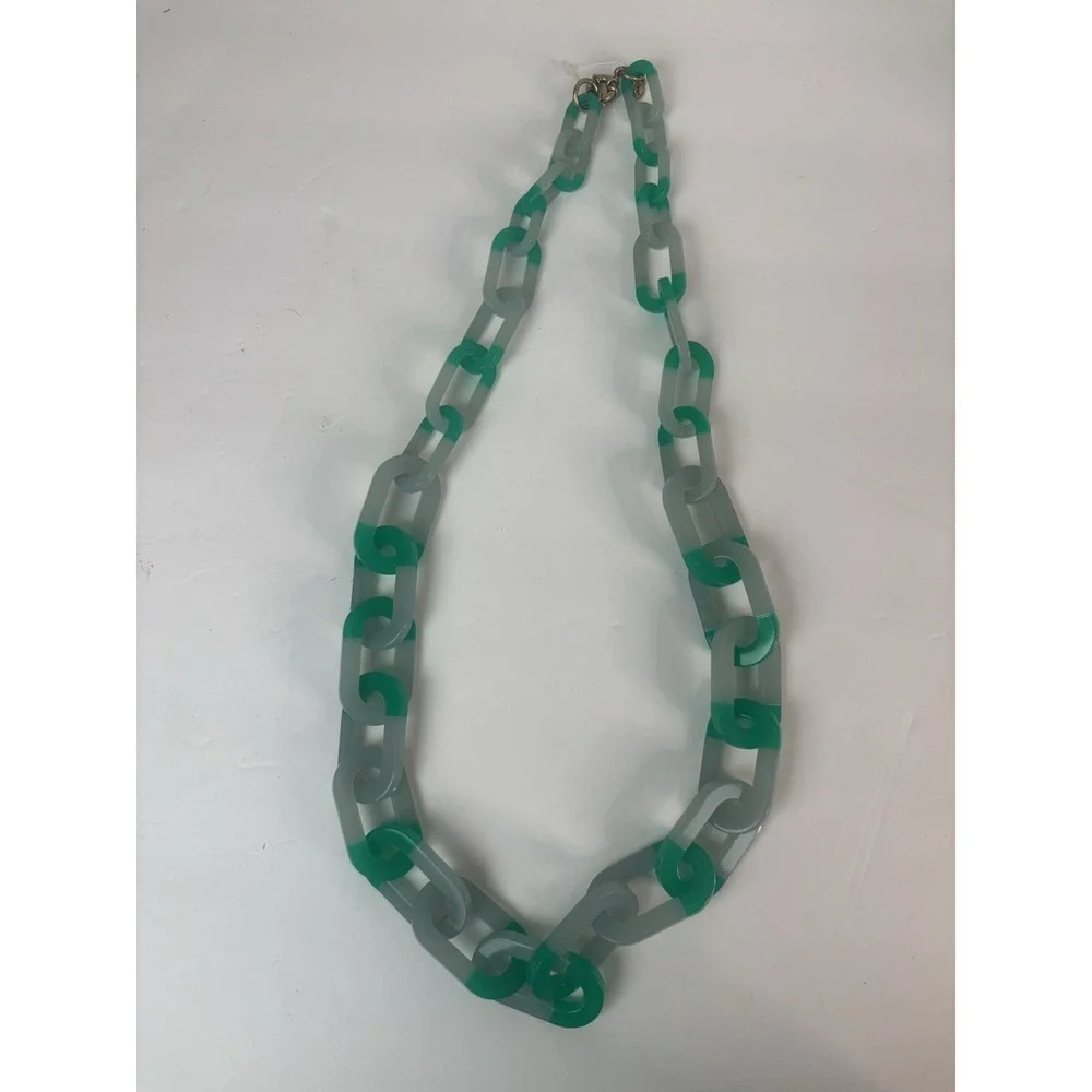 J. Crew Chunky Link Chain Necklace Opaque Blue Green Resin Statement